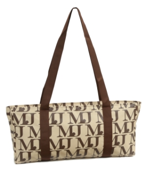 Mah Jongg Beige with Brown MJ Designer Logo (Case Only) mahjong bag, mah jong bag, mah jongg bag, mahjongg bag, mah jongg case