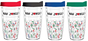 Tumbler 16 oz (Double Wall Insulated)- Mah Jongg Tile Design (4-Pack Asst Colors) mah jongg card 2017 2018 tervis tumbler 16oz tile mahjong mah jongg asian oriental mah jongg gift cup mug plastic tritan usa