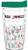 Tumbler 16 ounce (Double Wall Insulated)- Mah Jongg Tile Design (Green Lid) mah jongg card 2017 2018 tervis tumbler 16oz tile mahjong mah jongg asian oriental mah jongg gift cup mug plastic tritan usa