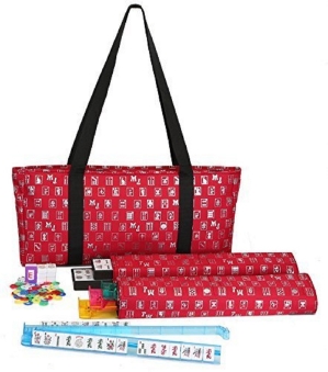 Mah Jongg Full Set Red Designer Logo Soft Case with 166 White Tiles and Four Color Pusher Racks Mah jongg set, mah jongg case, mah jongg soft case, mah jongg tiles, mah jongg card, mah jong, mah jongg, mah jong gifts, mah jongg game, Mah jongg Soft bag, mah jongg purse, mah jong full set, mah jongg full set, soft case
