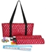 Mah Jongg Full Set Red Designer Logo Soft Case with 166 White Tiles and Four Color Pusher Racks - 132661